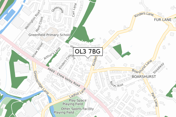 OL3 7BG map - large scale - OS Open Zoomstack (Ordnance Survey)