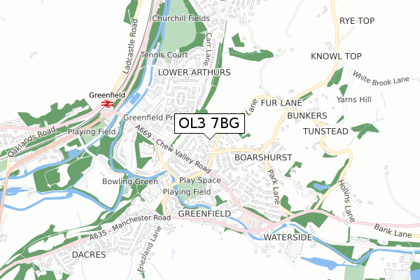 OL3 7BG map - small scale - OS Open Zoomstack (Ordnance Survey)