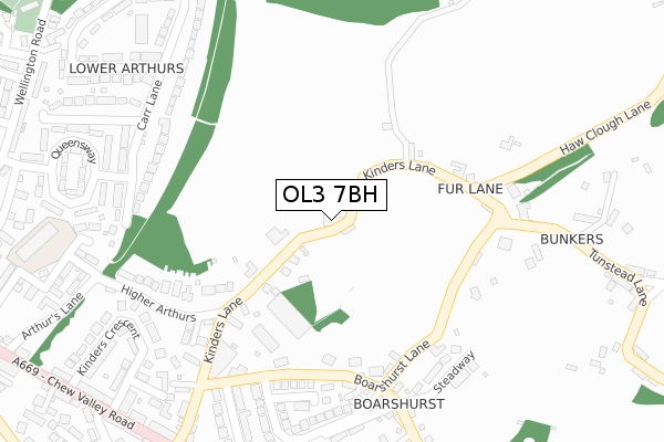 OL3 7BH map - large scale - OS Open Zoomstack (Ordnance Survey)