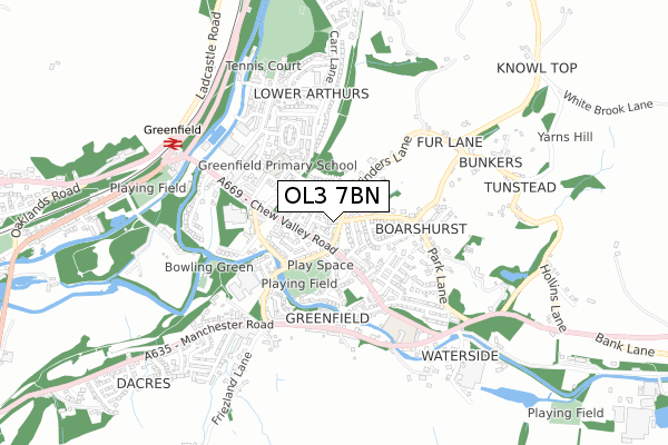 OL3 7BN map - small scale - OS Open Zoomstack (Ordnance Survey)