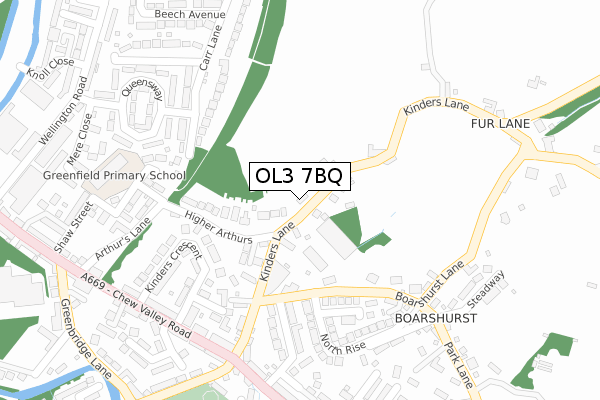 OL3 7BQ map - large scale - OS Open Zoomstack (Ordnance Survey)