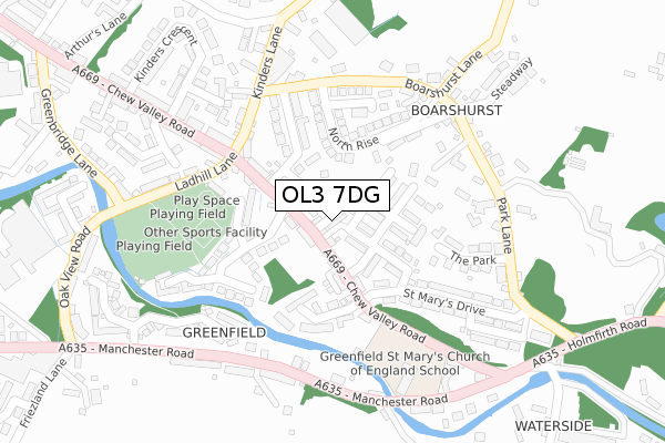 OL3 7DG map - large scale - OS Open Zoomstack (Ordnance Survey)