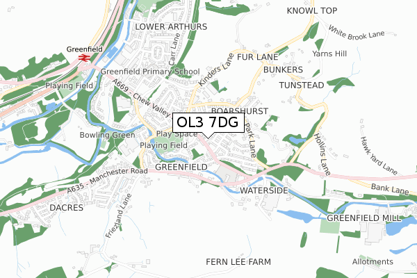 OL3 7DG map - small scale - OS Open Zoomstack (Ordnance Survey)