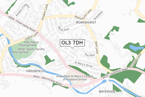 OL3 7DH map - large scale - OS Open Zoomstack (Ordnance Survey)