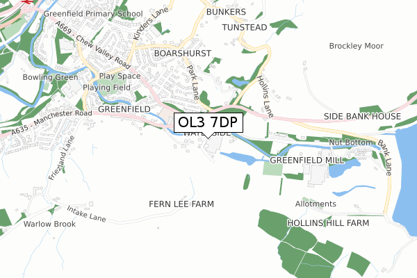 OL3 7DP map - small scale - OS Open Zoomstack (Ordnance Survey)