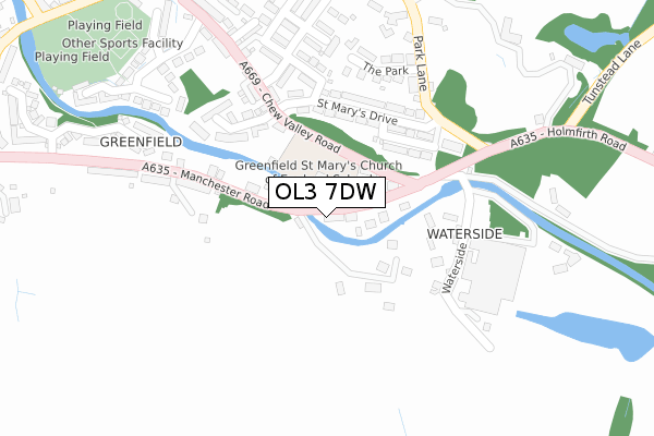 OL3 7DW map - large scale - OS Open Zoomstack (Ordnance Survey)