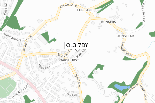 OL3 7DY map - large scale - OS Open Zoomstack (Ordnance Survey)