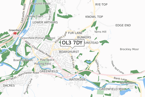 OL3 7DY map - small scale - OS Open Zoomstack (Ordnance Survey)