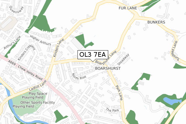 OL3 7EA map - large scale - OS Open Zoomstack (Ordnance Survey)