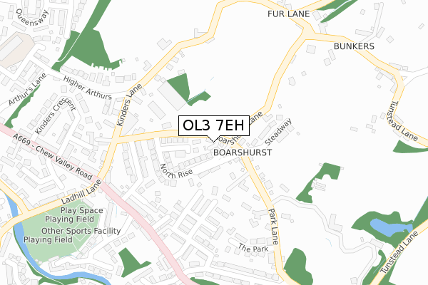 OL3 7EH map - large scale - OS Open Zoomstack (Ordnance Survey)