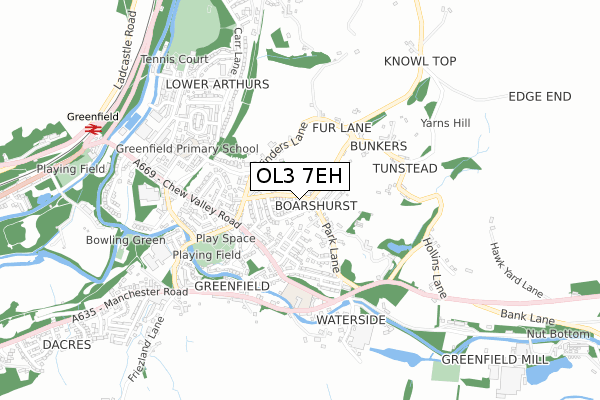 OL3 7EH map - small scale - OS Open Zoomstack (Ordnance Survey)