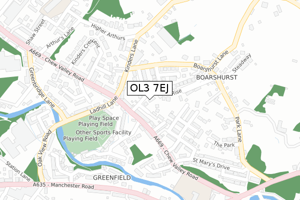 OL3 7EJ map - large scale - OS Open Zoomstack (Ordnance Survey)