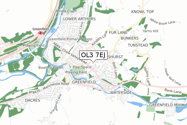 OL3 7EJ map - small scale - OS Open Zoomstack (Ordnance Survey) OL3 7EJ map - small scale - OS Open Zoomstack (Ordnance Survey)
