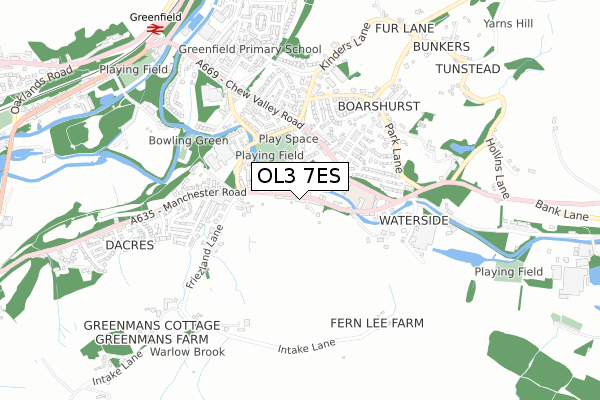 OL3 7ES map - small scale - OS Open Zoomstack (Ordnance Survey)