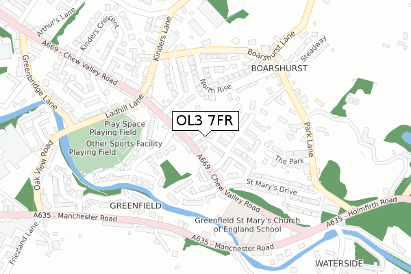 OL3 7FR map - large scale - OS Open Zoomstack (Ordnance Survey)