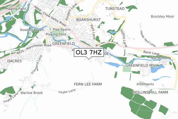 OL3 7HZ map - small scale - OS Open Zoomstack (Ordnance Survey)
