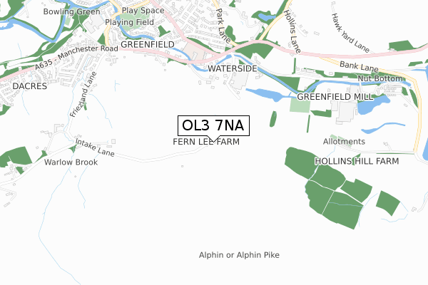 OL3 7NA map - small scale - OS Open Zoomstack (Ordnance Survey)