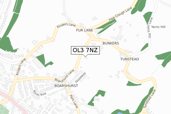 OL3 7NZ map - large scale - OS Open Zoomstack (Ordnance Survey)