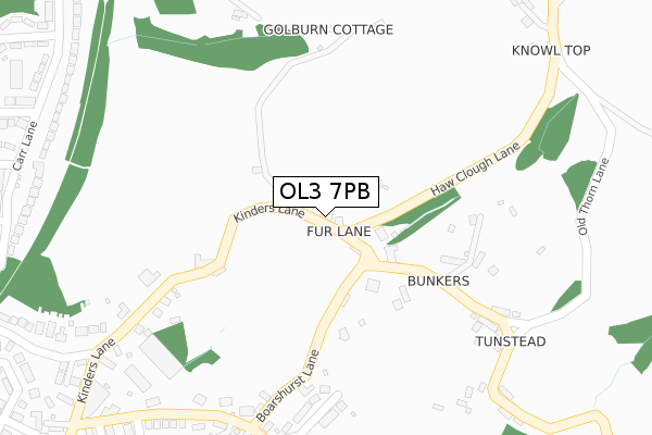 OL3 7PB map - large scale - OS Open Zoomstack (Ordnance Survey)