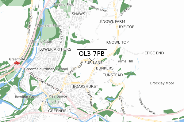 OL3 7PB map - small scale - OS Open Zoomstack (Ordnance Survey)