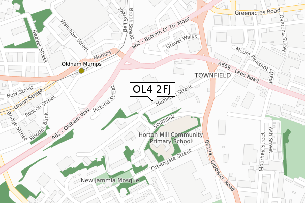 OL4 2FJ map - large scale - OS Open Zoomstack (Ordnance Survey) OL4 2FJ map - large scale - OS Open Zoomstack (Ordnance Survey)