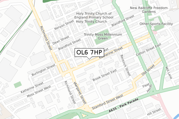 OL6 7HP map - large scale - OS Open Zoomstack (Ordnance Survey)