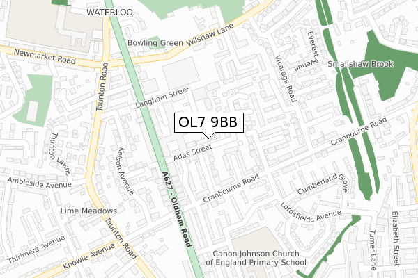 OL7 9BB map - large scale - OS Open Zoomstack (Ordnance Survey) OL7 9BB map - large scale - OS Open Zoomstack (Ordnance Survey)