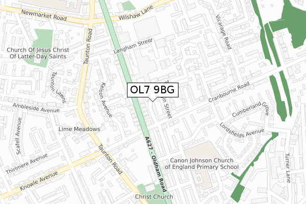 OL7 9BG map - large scale - OS Open Zoomstack (Ordnance Survey) OL7 9BG map - large scale - OS Open Zoomstack (Ordnance Survey)