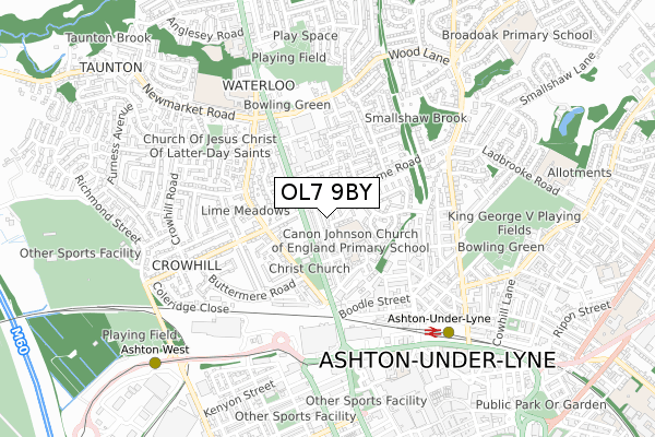 OL7 9BY map - small scale - OS Open Zoomstack (Ordnance Survey)