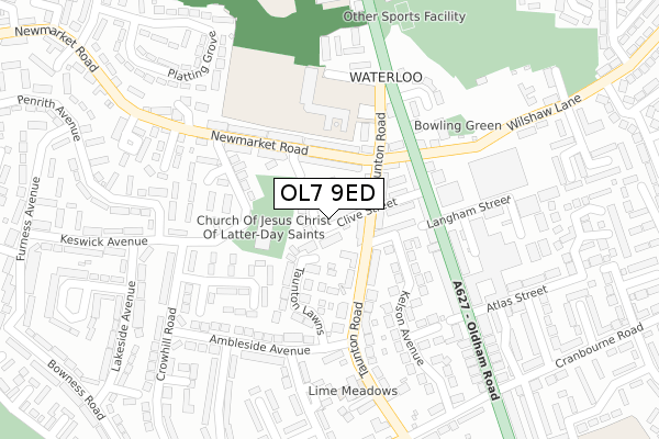 OL7 9ED map - large scale - OS Open Zoomstack (Ordnance Survey) OL7 9ED map - large scale - OS Open Zoomstack (Ordnance Survey)