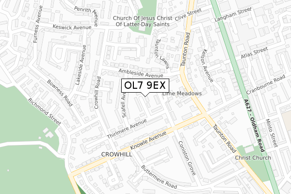 OL7 9EX map - large scale - OS Open Zoomstack (Ordnance Survey) OL7 9EX map - large scale - OS Open Zoomstack (Ordnance Survey)