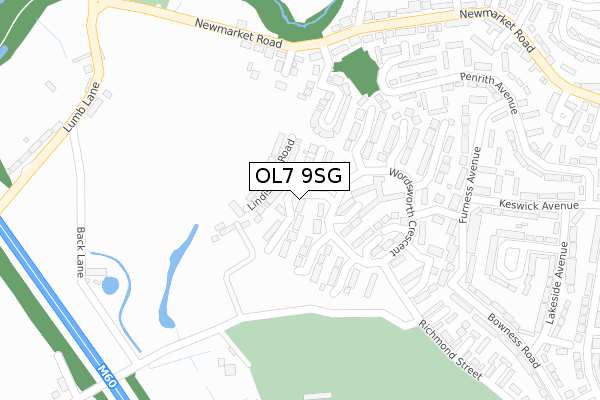 OL7 9SG map - large scale - OS Open Zoomstack (Ordnance Survey)