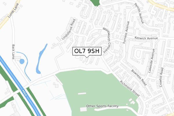 OL7 9SH map - large scale - OS Open Zoomstack (Ordnance Survey)