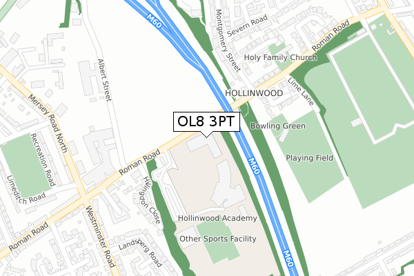 OL8 3PT map - large scale - OS Open Zoomstack (Ordnance Survey)