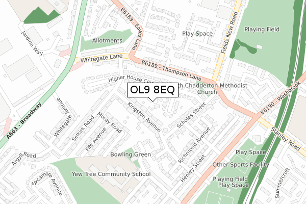 OL9 8EQ map - large scale - OS Open Zoomstack (Ordnance Survey) OL9 8EQ map - large scale - OS Open Zoomstack (Ordnance Survey)