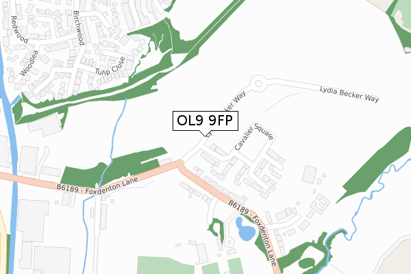 OL9 9FP map - large scale - OS Open Zoomstack (Ordnance Survey)