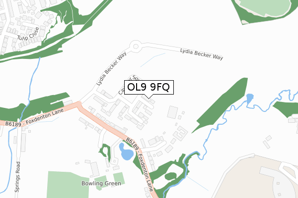 OL9 9FQ map - large scale - OS Open Zoomstack (Ordnance Survey)