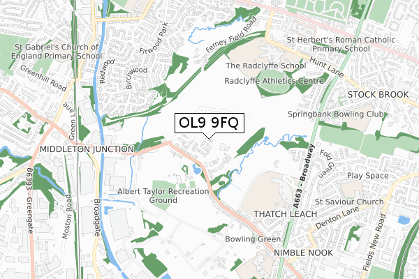 OL9 9FQ map - small scale - OS Open Zoomstack (Ordnance Survey) OL9 9FQ map - small scale - OS Open Zoomstack (Ordnance Survey)