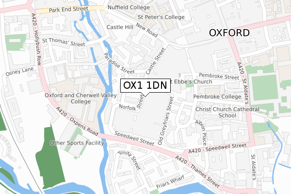 OX1 1DN map - large scale - OS Open Zoomstack (Ordnance Survey)