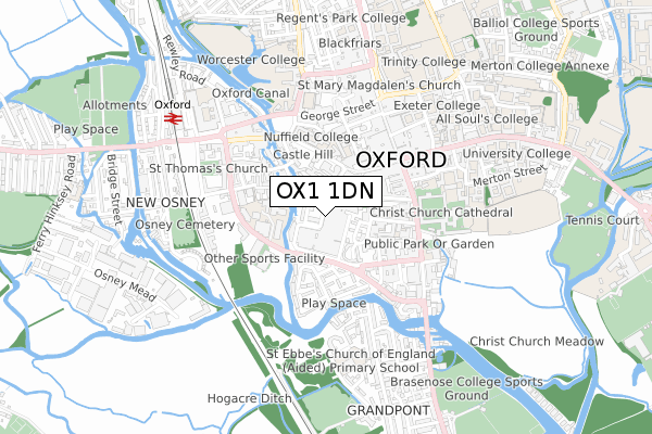 OX1 1DN map - small scale - OS Open Zoomstack (Ordnance Survey)