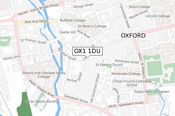 OX1 1DU map - large scale - OS Open Zoomstack (Ordnance Survey)