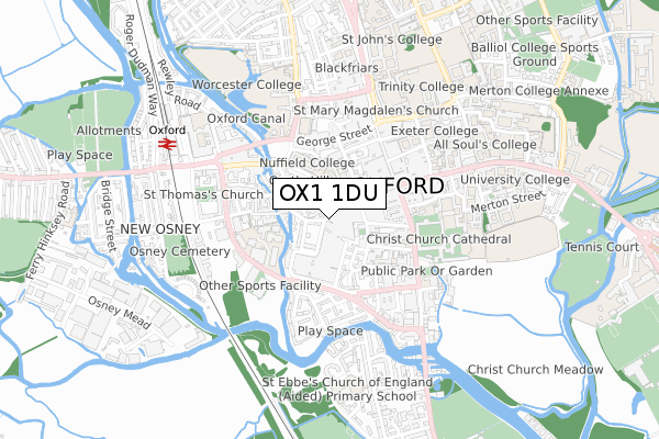OX1 1DU map - small scale - OS Open Zoomstack (Ordnance Survey)