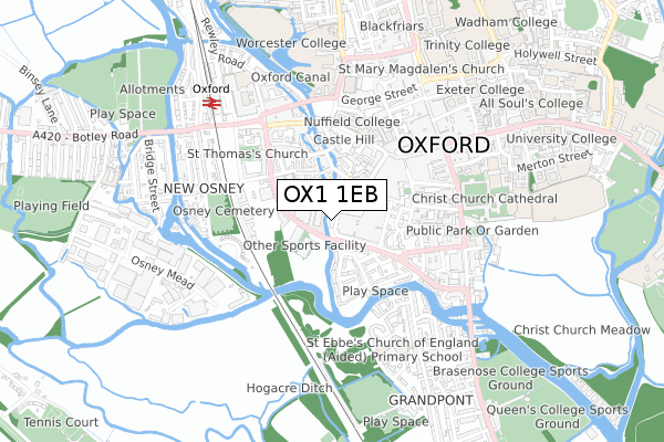 OX1 1EB map - small scale - OS Open Zoomstack (Ordnance Survey)