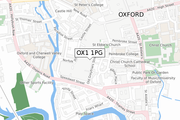 OX1 1PG map - large scale - OS Open Zoomstack (Ordnance Survey)