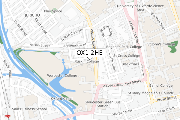 OX1 2HE map - large scale - OS Open Zoomstack (Ordnance Survey)