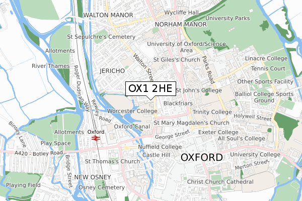 OX1 2HE map - small scale - OS Open Zoomstack (Ordnance Survey)