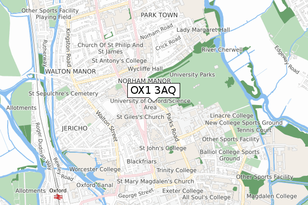 OX1 3AQ map - small scale - OS Open Zoomstack (Ordnance Survey)