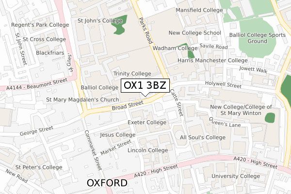 OX1 3BZ map - large scale - OS Open Zoomstack (Ordnance Survey)