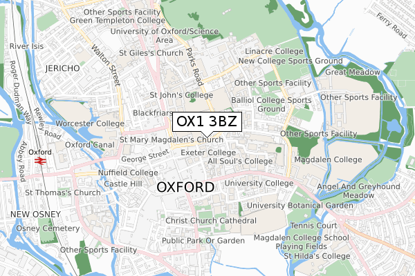 OX1 3BZ map - small scale - OS Open Zoomstack (Ordnance Survey)