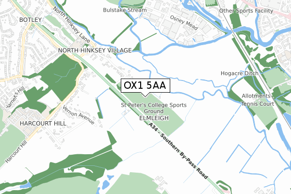 OX1 5AA map - small scale - OS Open Zoomstack (Ordnance Survey)